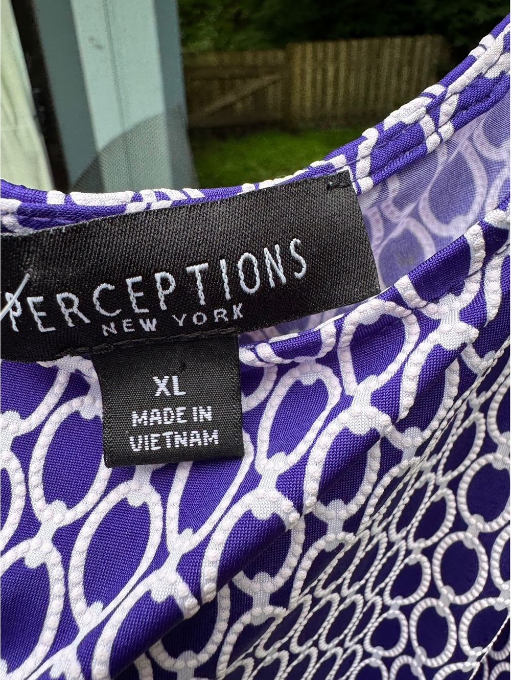Perceptions New York Women's Sleeveless Purple and White Patterned Dress XL - Picture 3 of 4